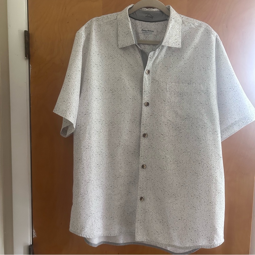 Tommy Bahama Hawaiian Button Down Shirt Coconut Point Tencel CoolMax Mens XLT